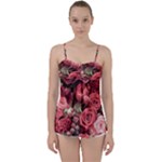 Pink Roses Flowers Love Nature Babydoll Tankini Top