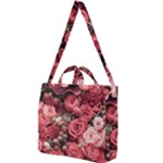 Pink Roses Flowers Love Nature Square Shoulder Tote Bag