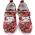 Pink Roses Flowers Love Nature Kids  Velcro Strap Shoes
