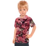 Pink Roses Flowers Love Nature Kids  Polo T-Shirt