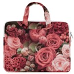 Pink Roses Flowers Love Nature MacBook Pro 13  Double Pocket Laptop Bag