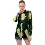 Elements Scribbles Wiggly Line Long Sleeve Satin Shirt