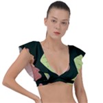Elements Scribbles Wiggly Line Plunge Frill Sleeve Bikini Top
