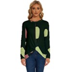 Elements Scribbles Wiggly Line Long Sleeve Crew Neck Pullover Top