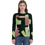 Elements Scribbles Wiggly Line Women s Cut Out Long Sleeve T-Shirt