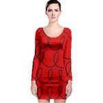 Red Background Wallpaper Long Sleeve Bodycon Dress