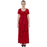 Red Background Wallpaper High Waist Short Sleeve Maxi Dress