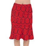 Red Background Wallpaper Short Mermaid Skirt