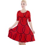 Red Background Wallpaper Quarter Sleeve A-Line Dress