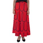 Red Background Wallpaper Flared Maxi Skirt