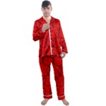 Red Background Wallpaper Men s Long Sleeve Satin Pajamas Set