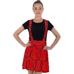 Red Background Wallpaper Velvet Suspender Skater Skirt