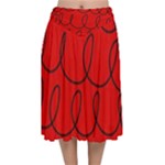 Red Background Wallpaper Velvet Flared Midi Skirt