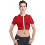 Red Background Wallpaper Short Sleeve Cropped Jacket