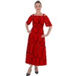 Red Background Wallpaper Shoulder Straps Boho Maxi Dress 