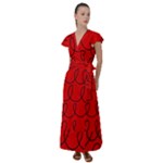 Red Background Wallpaper Flutter Sleeve Maxi Dress
