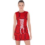 Red Background Wallpaper Lace Up Front Bodycon Dress