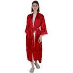 Red Background Wallpaper Maxi Satin Kimono