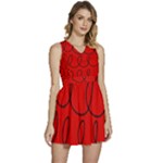 Red Background Wallpaper Sleeveless High Waist Mini Dress