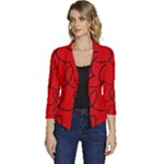 Red Background Wallpaper Women s Casual 3/4 Sleeve Spring Jacket