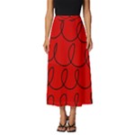 Red Background Wallpaper Classic Midi Chiffon Skirt