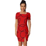 Red Background Wallpaper Fitted Knot Split End Bodycon Dress