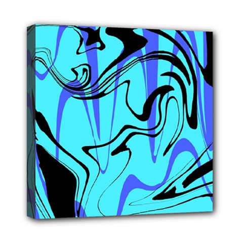 Mint Background Swirl Blue Black Mini Canvas 8  x 8  (Stretched) from UrbanLoad.com