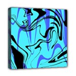 Mint Background Swirl Blue Black Mini Canvas 8  x 8  (Stretched)