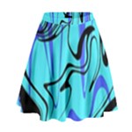 Mint Background Swirl Blue Black High Waist Skirt