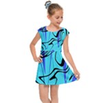 Mint Background Swirl Blue Black Kids  Cap Sleeve Dress
