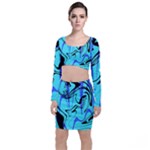 Mint Background Swirl Blue Black Top and Skirt Sets