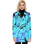 Mint Background Swirl Blue Black Button Up Hooded Coat 