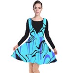 Mint Background Swirl Blue Black Plunge Pinafore Dress