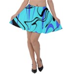 Mint Background Swirl Blue Black Velvet Skater Skirt