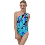 Mint Background Swirl Blue Black To One Side Swimsuit