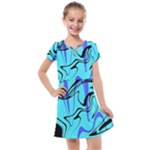 Mint Background Swirl Blue Black Kids  Cross Web Dress