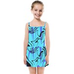 Mint Background Swirl Blue Black Kids  Summer Sun Dress