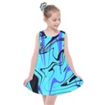 Mint Background Swirl Blue Black Kids  Summer Dress