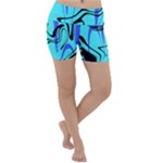 Mint Background Swirl Blue Black Lightweight Velour Yoga Shorts