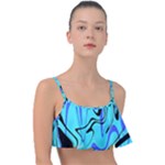 Mint Background Swirl Blue Black Frill Bikini Top