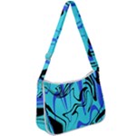 Mint Background Swirl Blue Black Zip Up Shoulder Bag