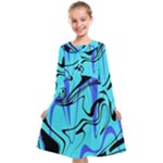 Mint Background Swirl Blue Black Kids  Midi Sailor Dress