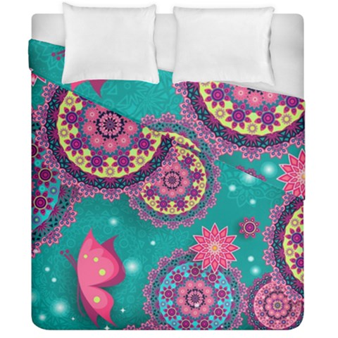 Floral Pattern Abstract Colorful Flow Oriental Spring Summer Duvet Cover Double Side (California King Size) from UrbanLoad.com