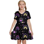 Wallpaper Pattern Rainbow Kids  Short Sleeve Tiered Mini Dress