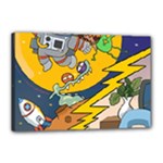 Astronaut Moon Monsters Spaceship Universe Space Cosmos Canvas 18  x 12  (Stretched)