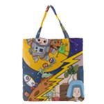 Astronaut Moon Monsters Spaceship Universe Space Cosmos Grocery Tote Bag