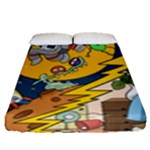 Astronaut Moon Monsters Spaceship Universe Space Cosmos Fitted Sheet (Queen Size)