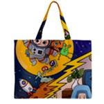 Astronaut Moon Monsters Spaceship Universe Space Cosmos Zipper Mini Tote Bag