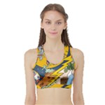 Astronaut Moon Monsters Spaceship Universe Space Cosmos Sports Bra with Border
