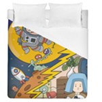Astronaut Moon Monsters Spaceship Universe Space Cosmos Duvet Cover (Queen Size)